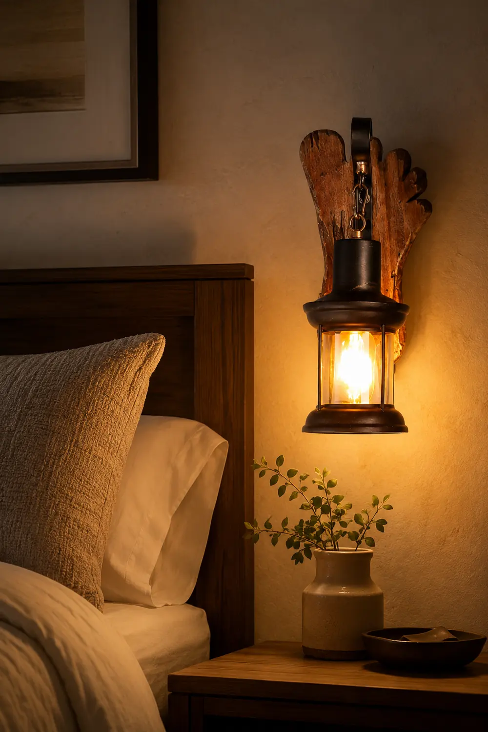 Austin Wall Lamp Foot Shape Vintage, Wood/Metal, Dining Room - Lumpaz