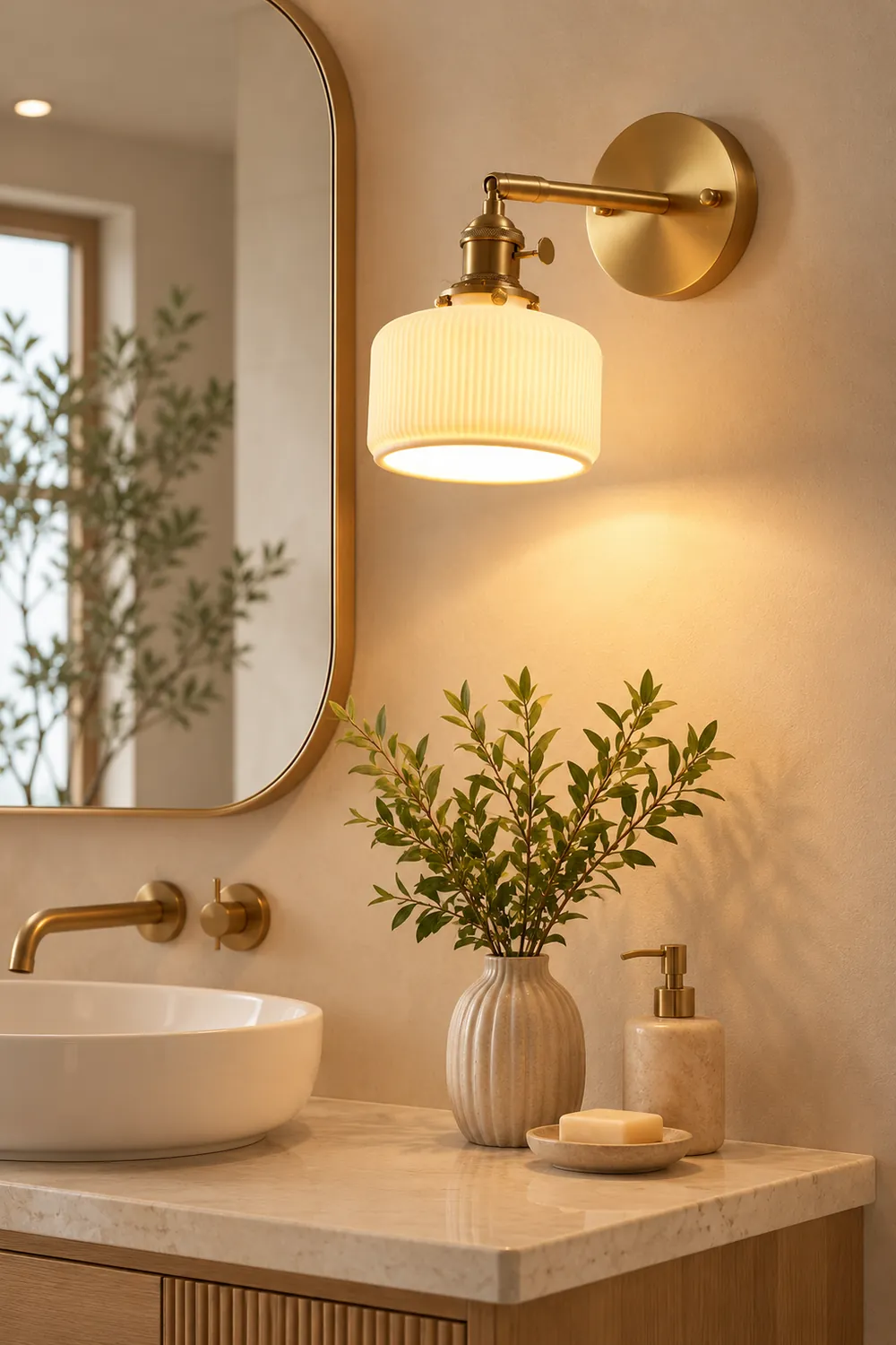 Lottie Vintage Column Ceramic Vanity Light, White, Bedroom - Lumpaz