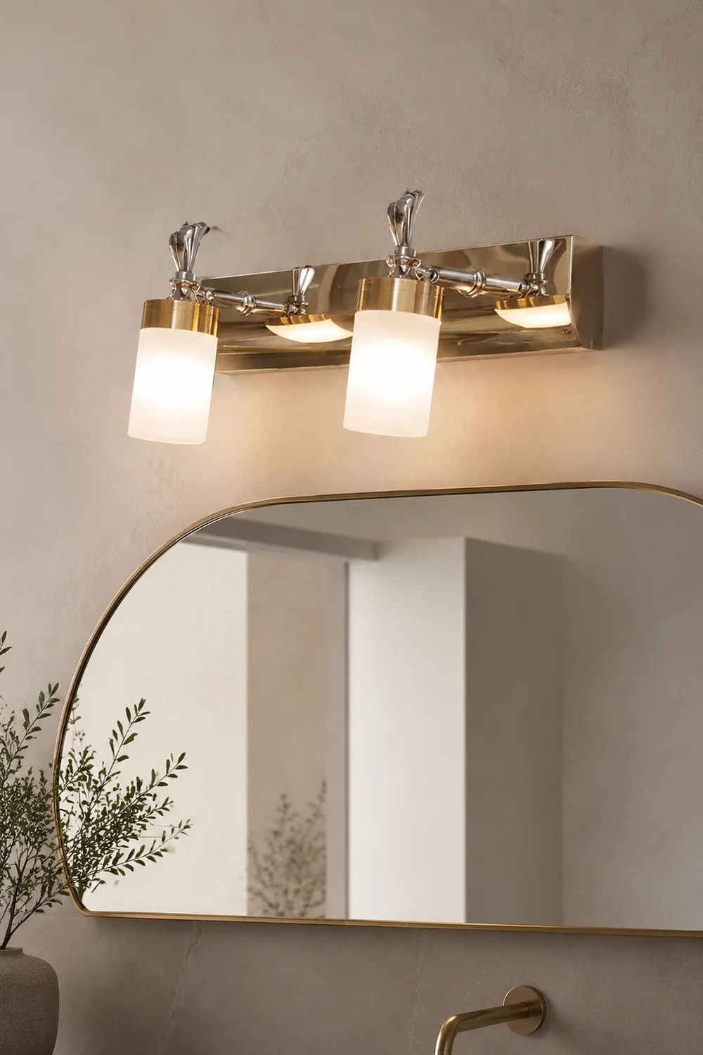 Leigh Modern Metal Vanity Wall Lamp, Gold, Bathroom, 2/3/4 Light - Lumpaz