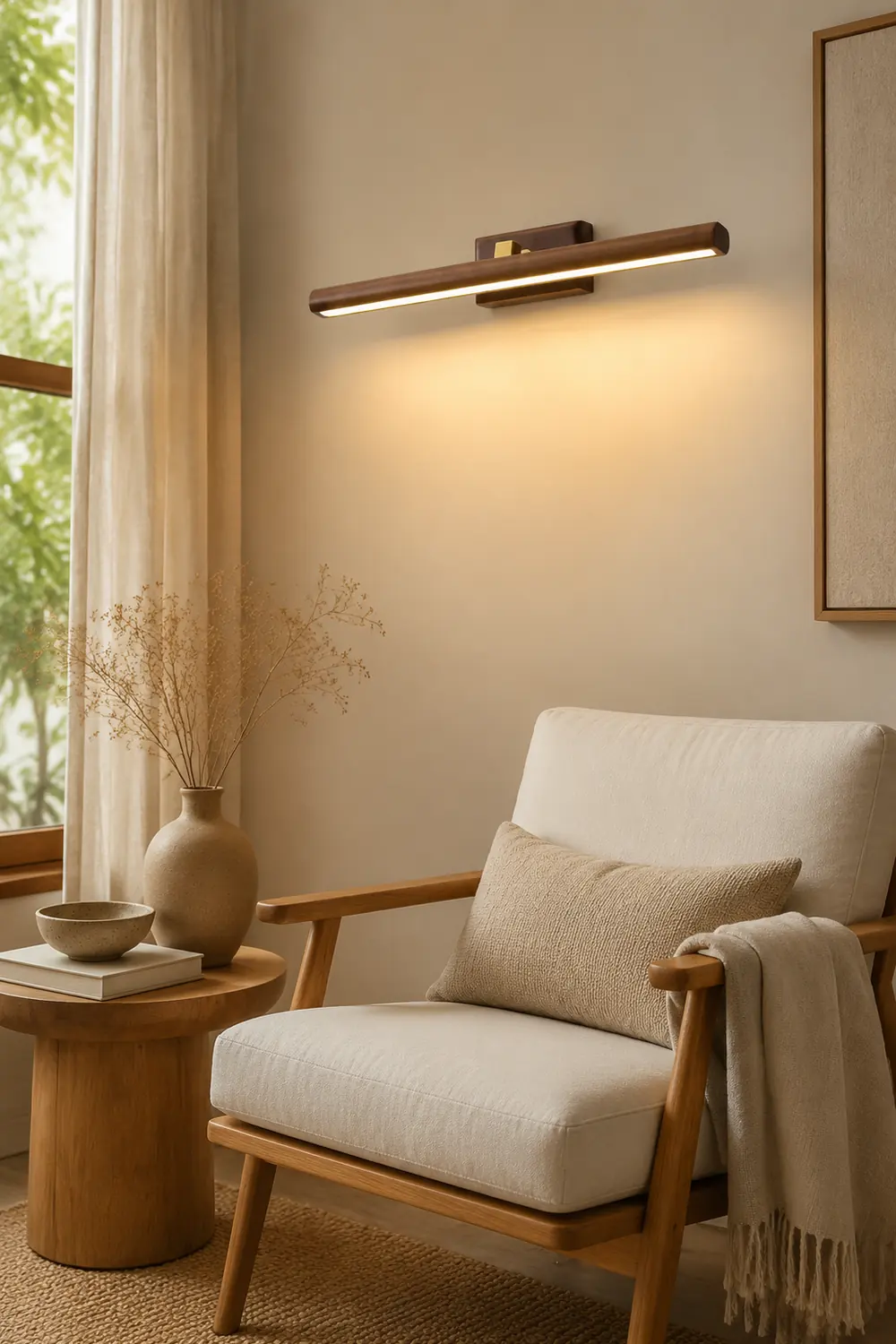 Ozawa Vanity Rotatable Mirror Front Vanity Wall Lamp, Wood - Lumpaz