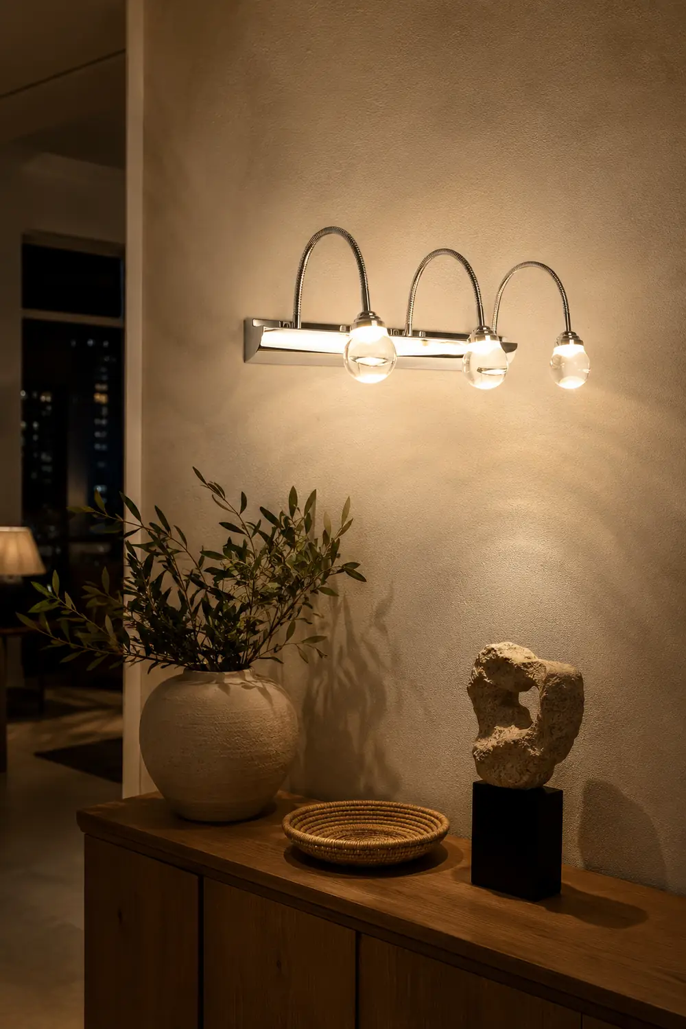 Leigh Modern Curve Around Steel/Acrylic Wall Lamp, White - Lumpaz