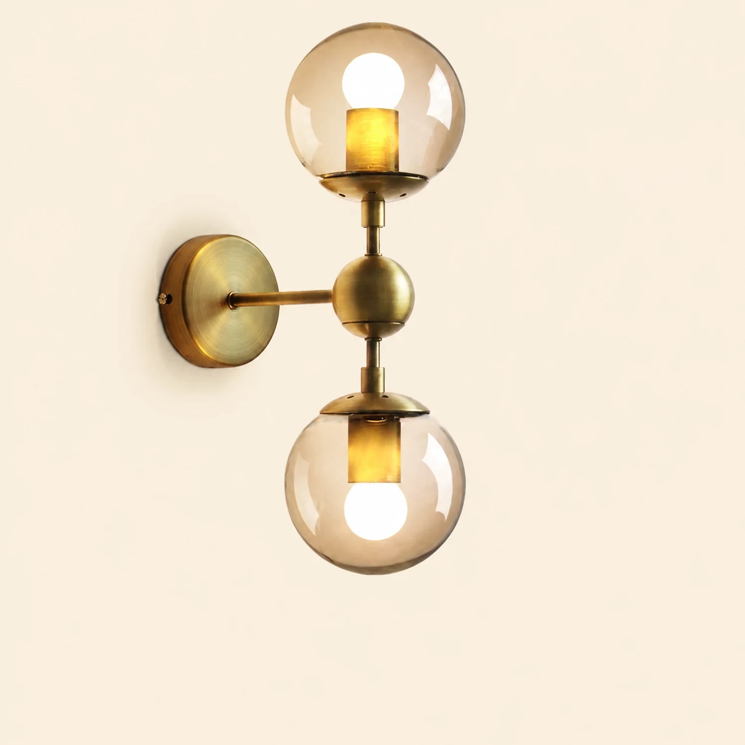 Valentina Globe Glass Vanity Wall Light, Black/Gold, Bedroom - Lumpaz