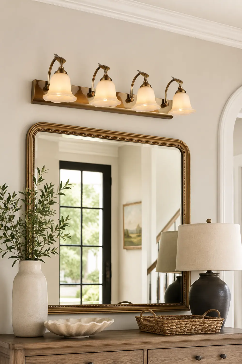 Félicie Flower Mirror Front Vanity Wall Lamp, Metal/Glass - Lumpaz