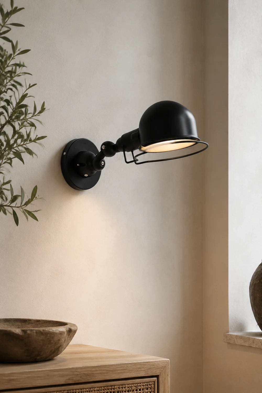Alessio Wall Lamp Dome Retro, Adjustable Metal, Black, Living Room - Lumpaz