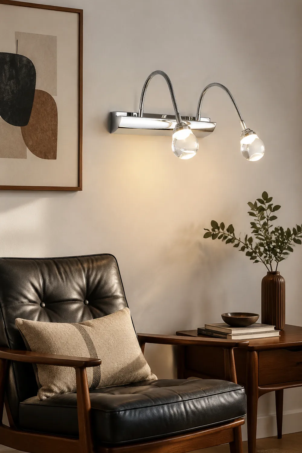 Leigh Modern Curve Around Steel/Acrylic Wall Lamp, White - Lumpaz