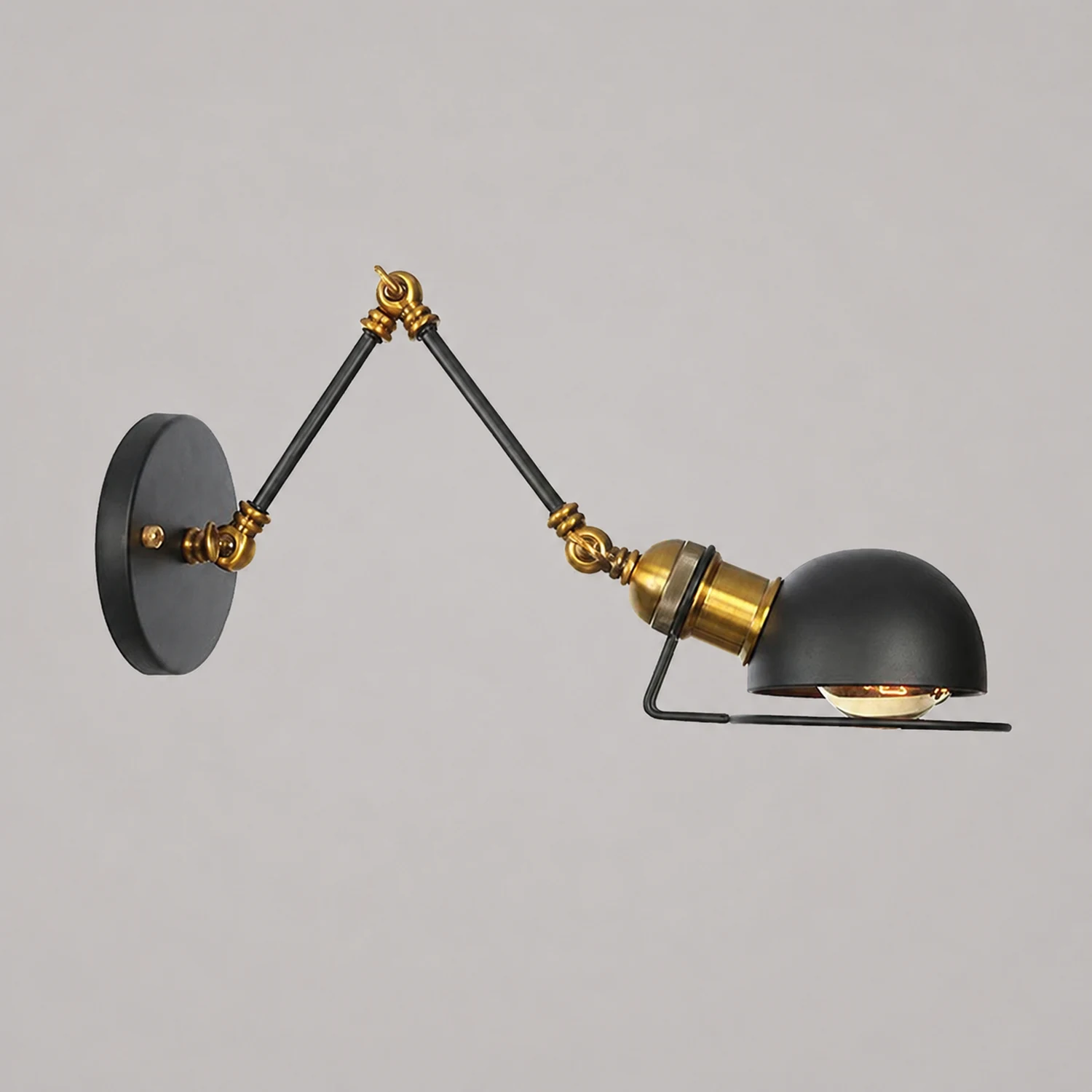Brady Wall Lamp Dome Minimalist, Metal, Adjustable Black, Bedroom - Lumpaz
