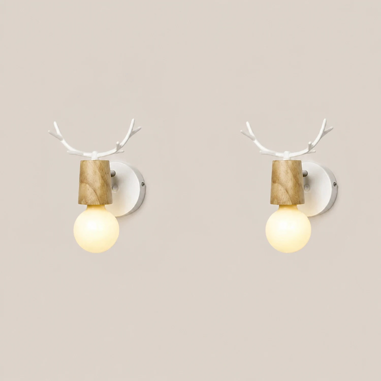 Ozawa Modern Antler Wood/Glass Wall Lamp, Bedroom/Bathroom - Lumpaz
