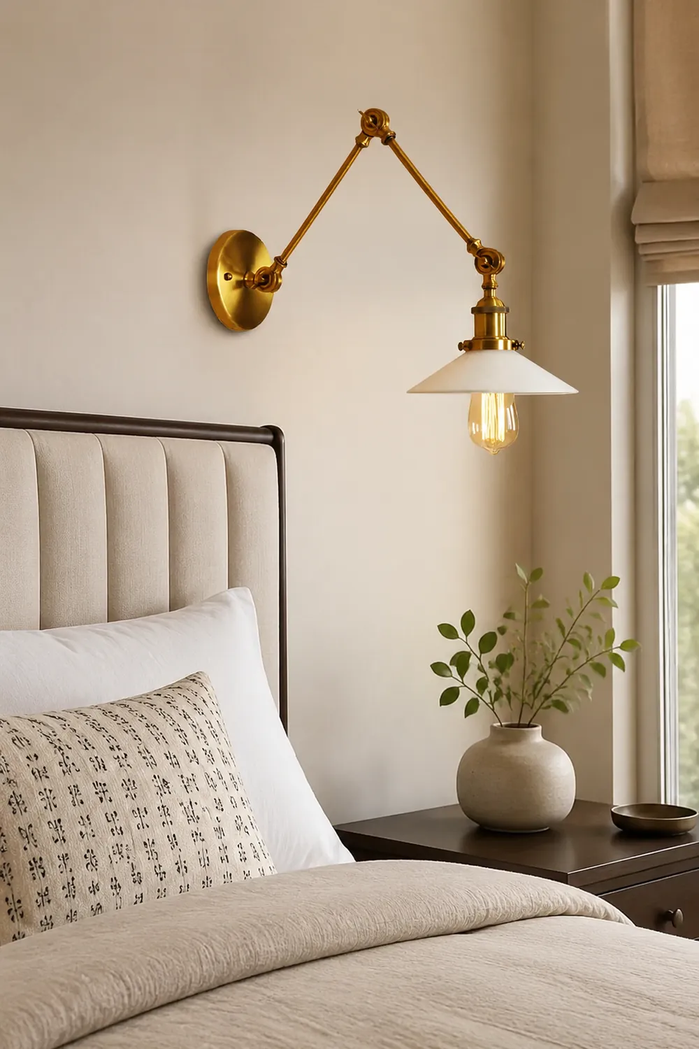 Alessio Wall Lamp Retro Saucer Lampshade Metal Adjustable 2 Color, Bedroom - Lumpaz