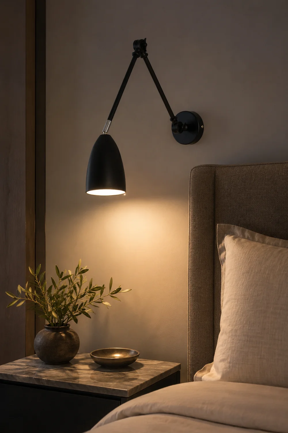 Brady Wall Lamp Minimalist/Modern, Adjustable Metal, 3 Color, Bedroom - Lumpaz