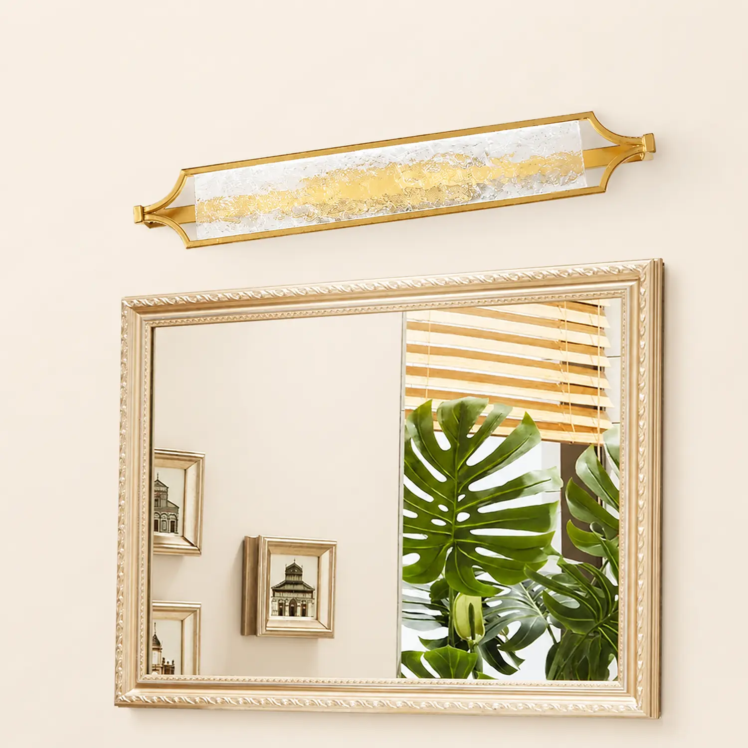 Leigh Wall Lamp Modern LED Mirror Front Vanity, White/Gold, Dining Room - Lumpaz
