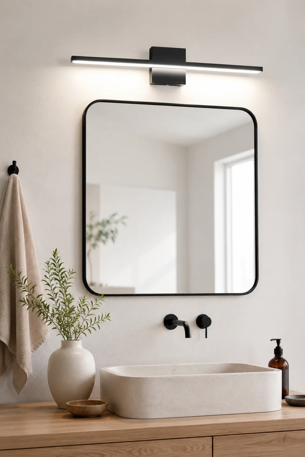 Edge Modern Linear/Square Mirror Front Vanity Metal LED Wall Lamp - Lumpaz
