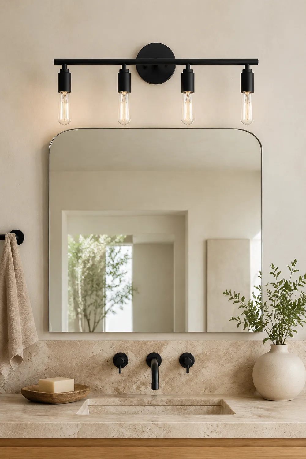 Alessio Modern Glass Vanity Wall Lamp, Black, Bathroom, 3/4 Light - Lumpaz