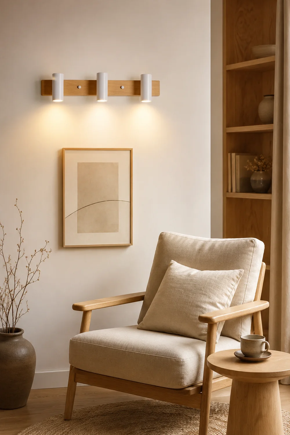 Ozawa Rotatable Spotlight Mirror Front Vanity Wall Lamp, Wood/Metal - Lumpaz