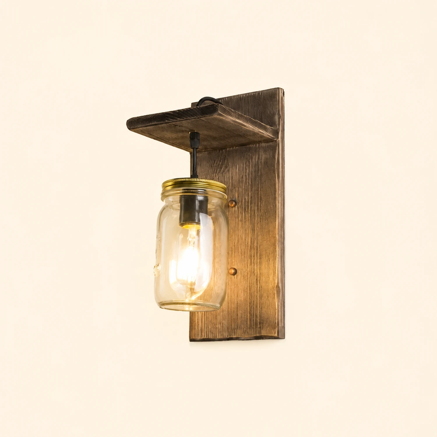 Austin Vintage Jar Shape Wood Metal Wall Lamp - Lumpaz