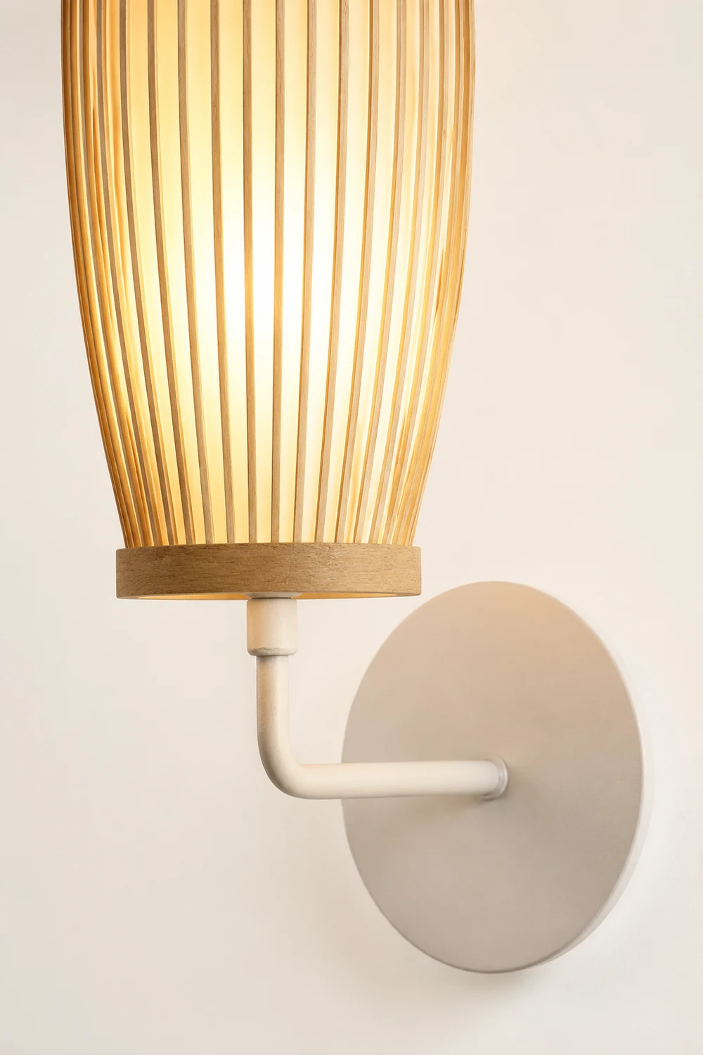 Muto Japanese Cylindrical Rattan Wall Lamp Bamaoo Bedroom - Lumpaz