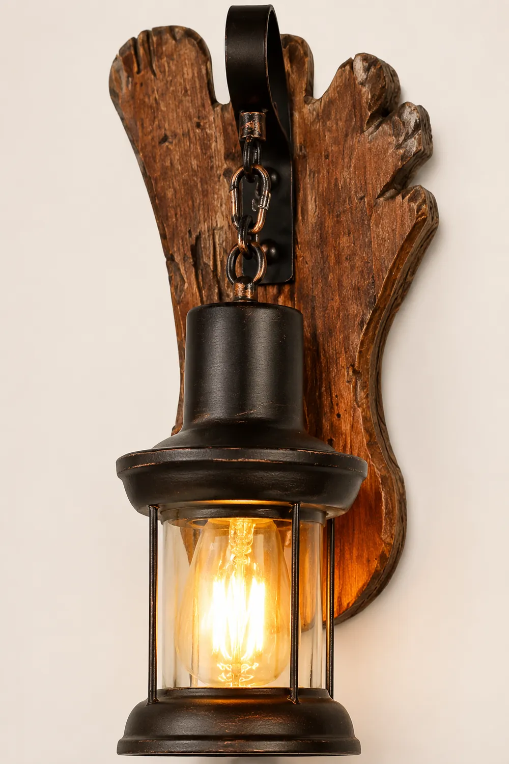 Austin Wall Lamp Foot Shape Vintage, Wood/Metal, Dining Room - Lumpaz