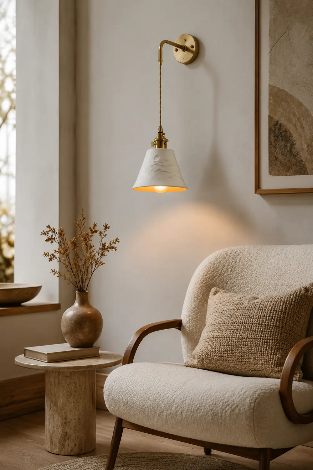Lottie Modern Cone Wall Lamp, Metal/Ceramics - Lumpaz
