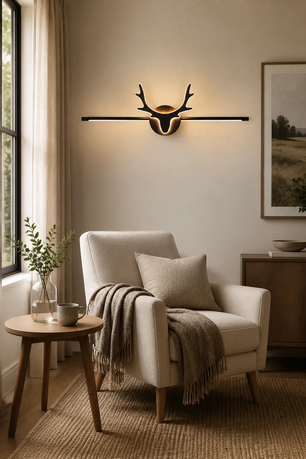Edge Vintage Antlers Mirror Front Vanity Metal LED Wall Lamp - Lumpaz