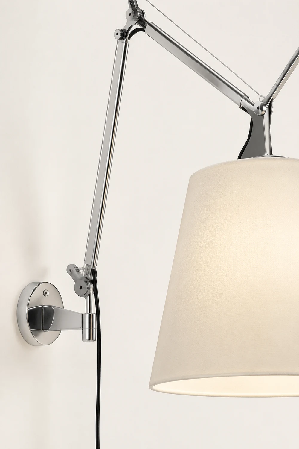 Brady Wall Lamp Dome Modern, Metal/Fabric Adjustable, Silver, Living Room - Lumpaz