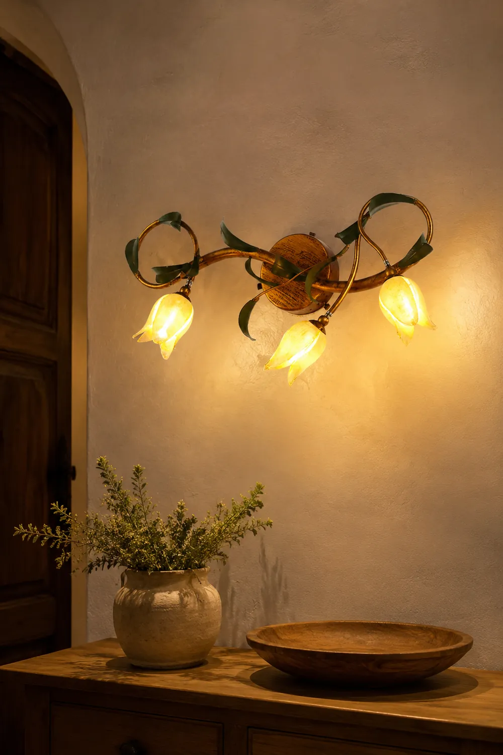 Félicie Vintage Flower Metal&Glass Wall Lamp, Copper - Lumpaz