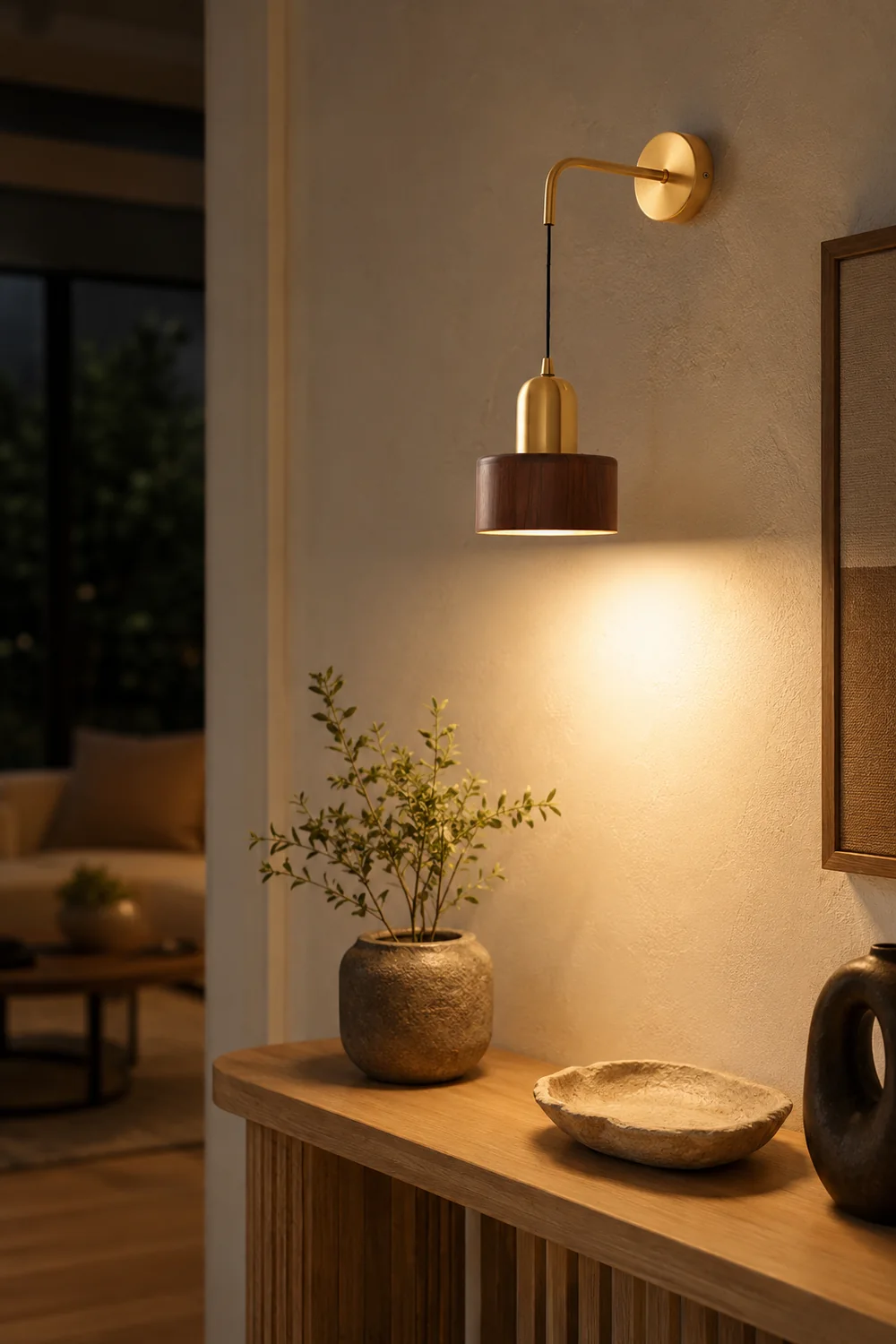 Ozawa Vintage Wooden Cylinder Wall Lamp - Lumpaz