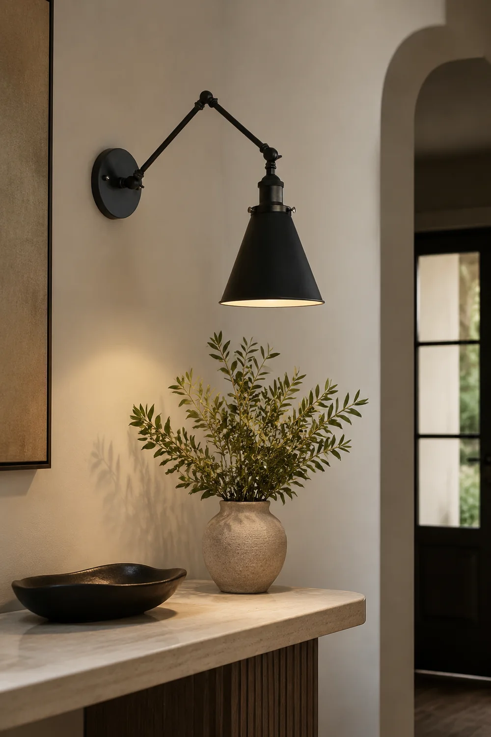 Brady Vintage Adjustable Wall Lamp, Metal, Black/Rust, Living Room - Lumpaz