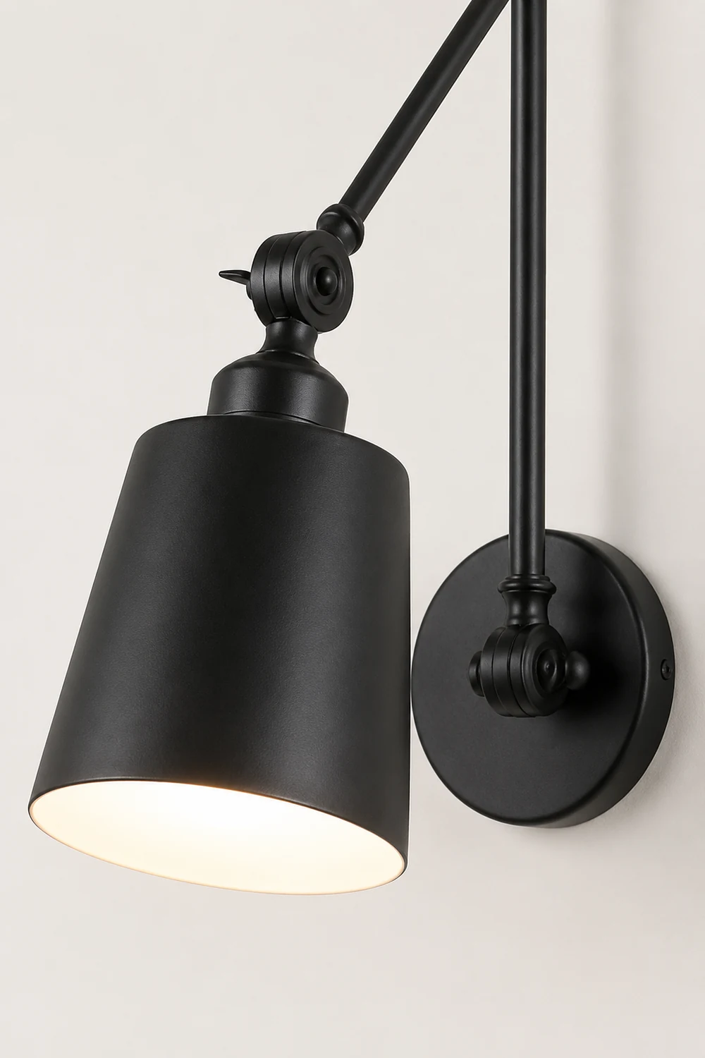 Brady Wall Lamp Dome Modern, Metal Adjustable, Black/White, Living Room - Lumpaz