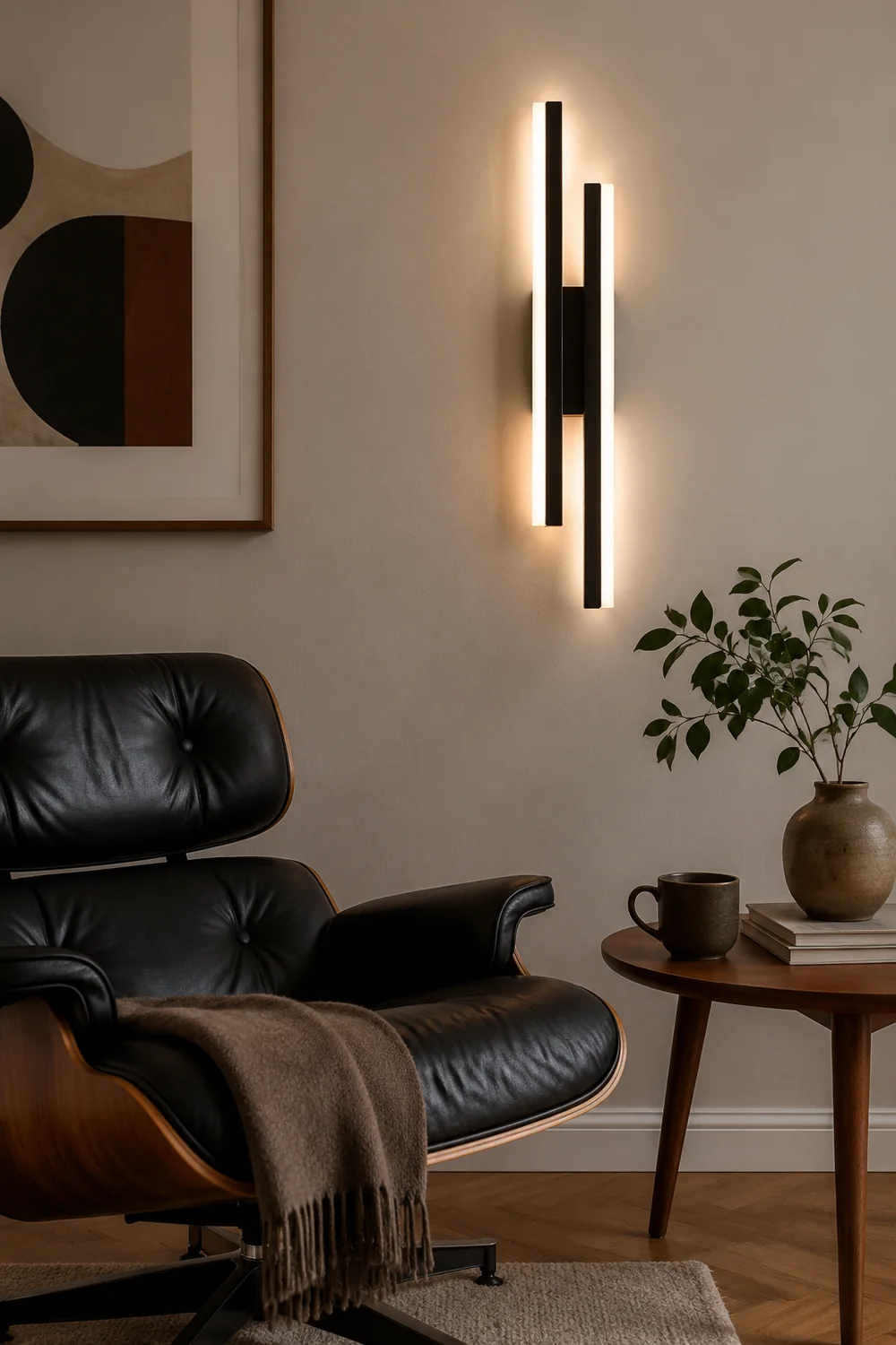 Alana Minimalist Geometric Wall Lamp, Acrylic/Metal, Black/White - Lumpaz