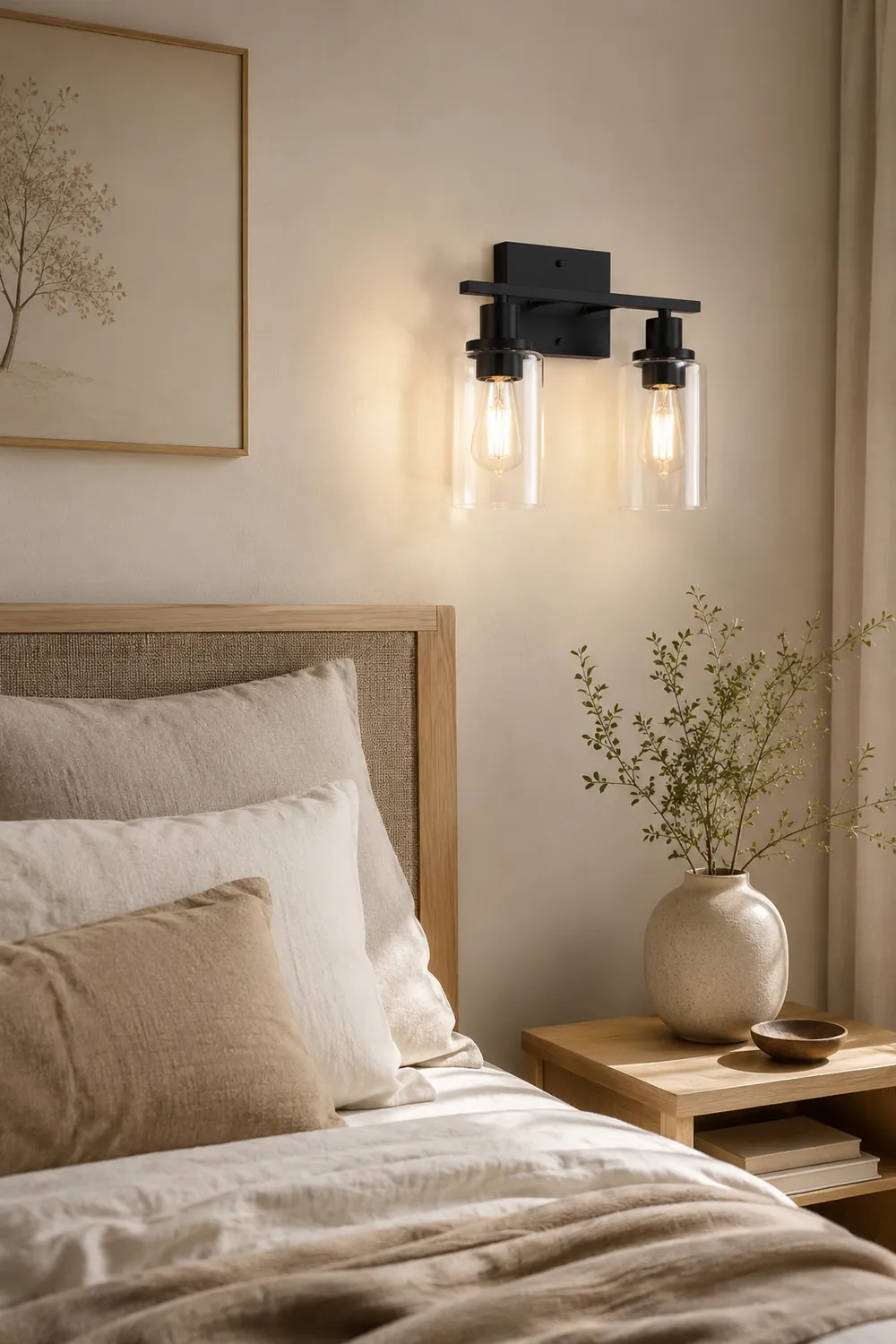 Alessio Modern Mirror Front Black Vanity Wall Lamp, Metal/Glass - Lumpaz