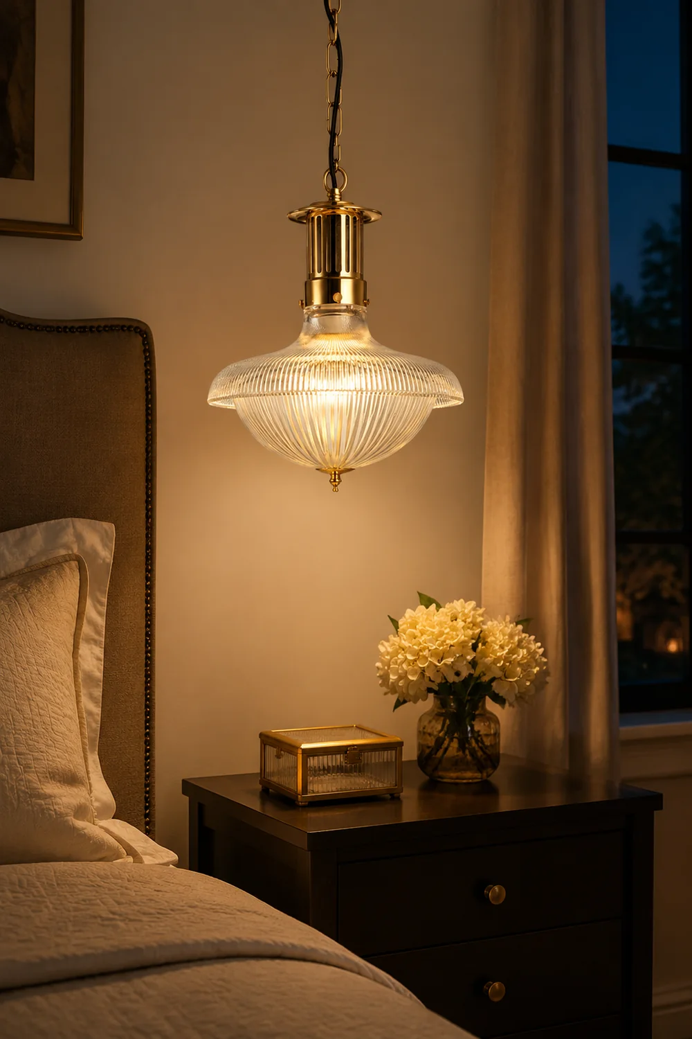Alessio Vintage Industrial LED Pendant Light Glass Bedroom Kitchen - Lumpaz