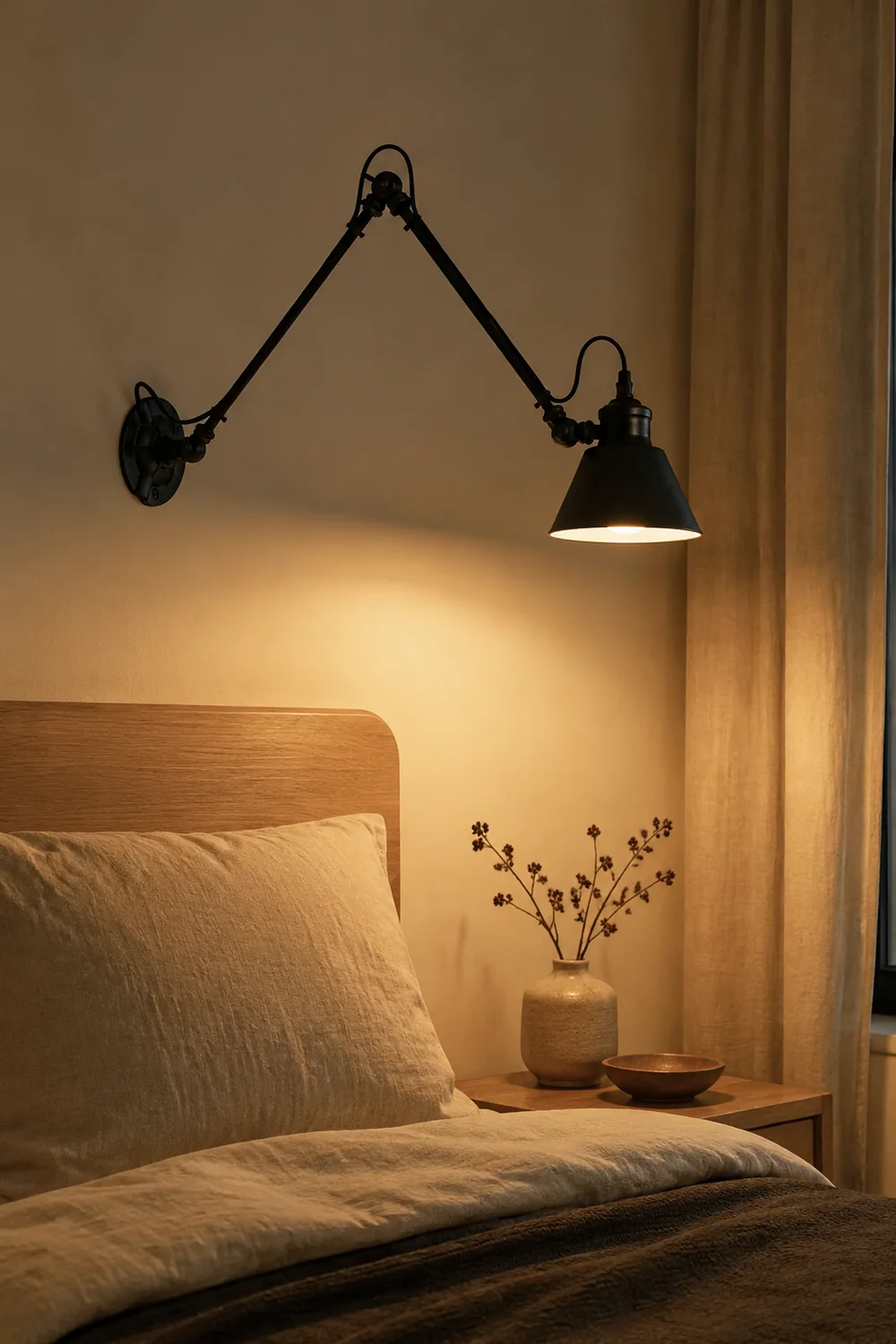 Brady Wall Lamp Conic Modern, Metal Adjustable, Black, Living Room - Lumpaz