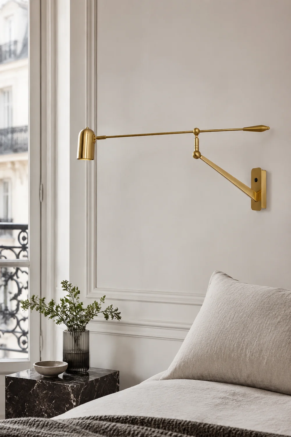 Freja Wall Lamp Cylindrical Modern/Minimalist, Metal, Adjustable, Gold, Bedroom - Lumpaz