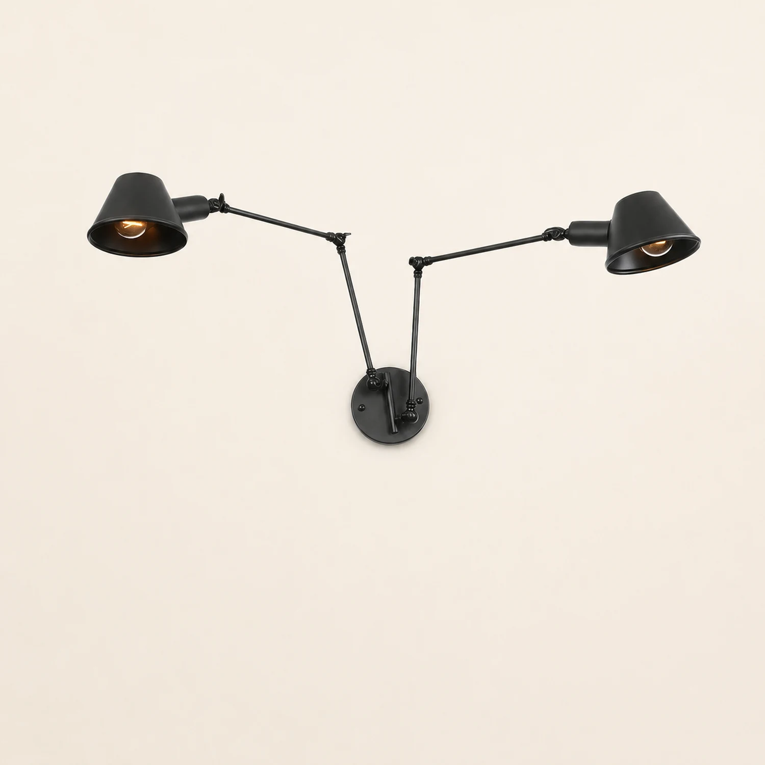 Brady Vintage Adjustable Metal Wall Lamp, Black/Rust, Bedroom - Lumpaz
