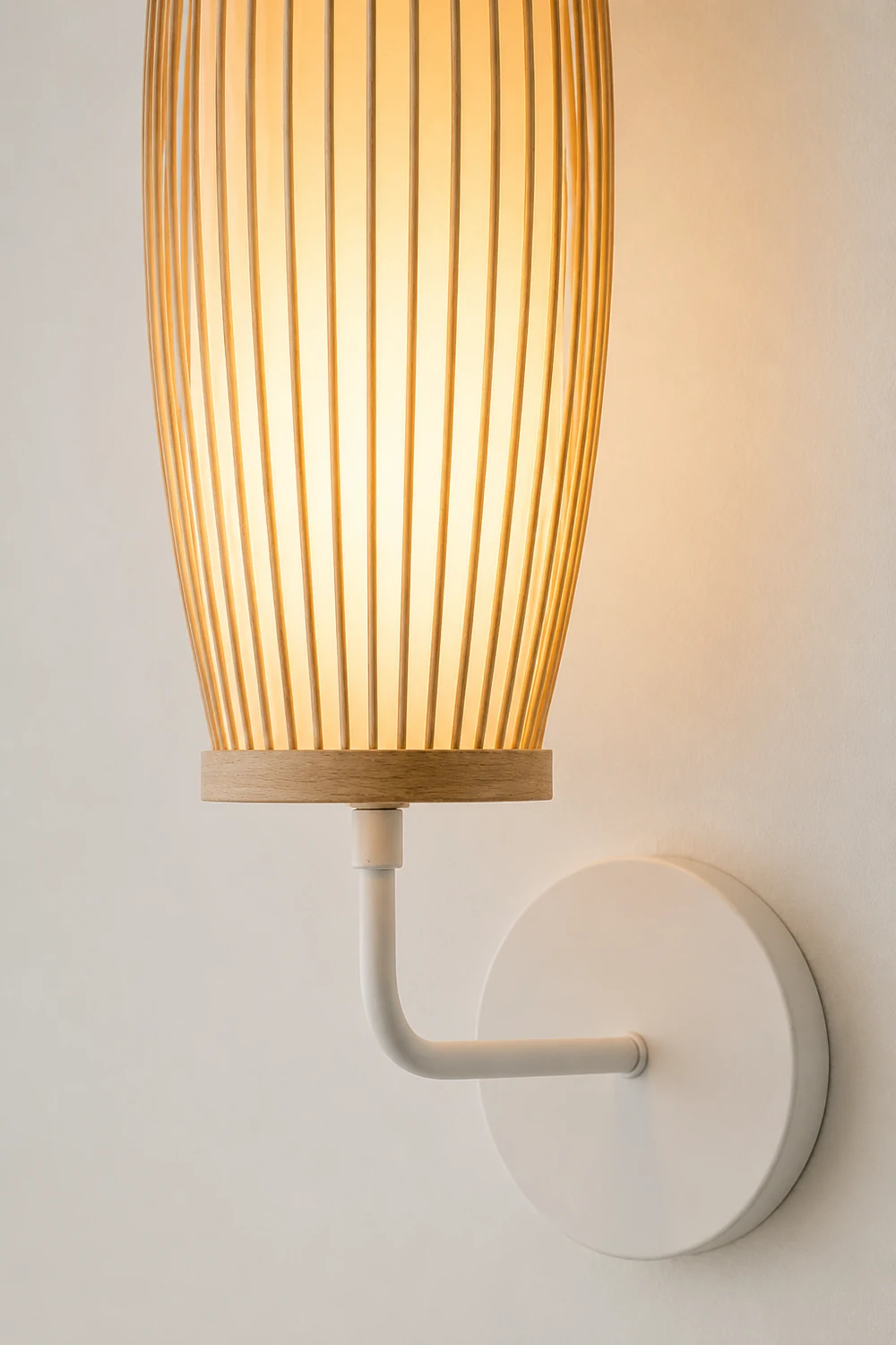 Muto Japanese Cylindrical Rattan Wall Lamp Bamaoo Bedroom - Lumpaz