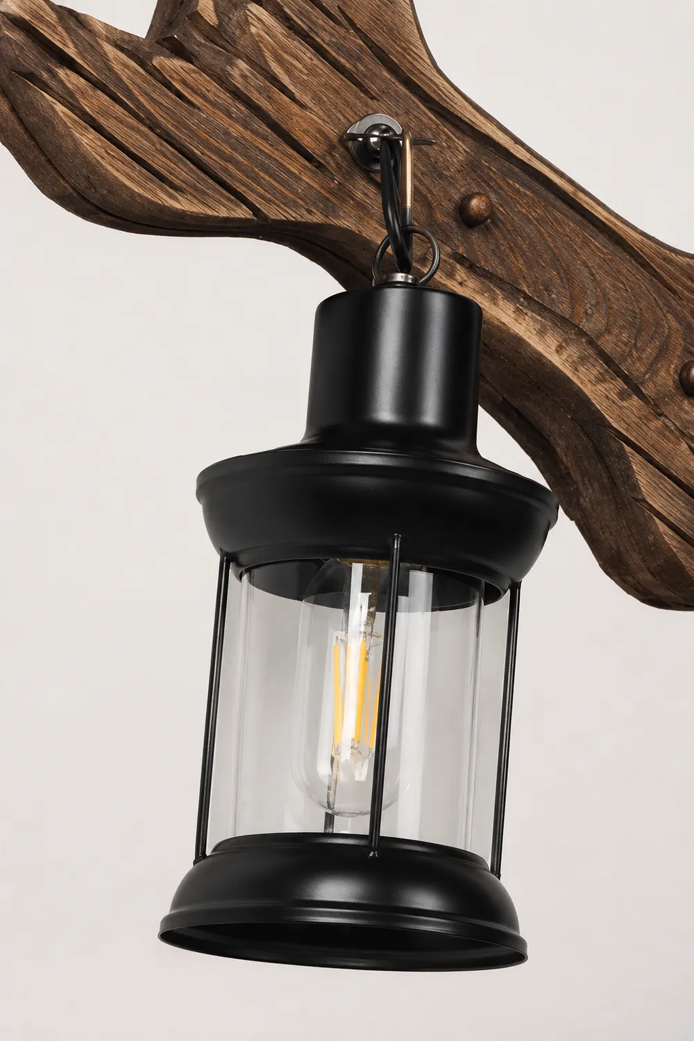 Austin Lantern & Spanners Wall Lamp, Wood/Metal, Bedroom - Lumpaz