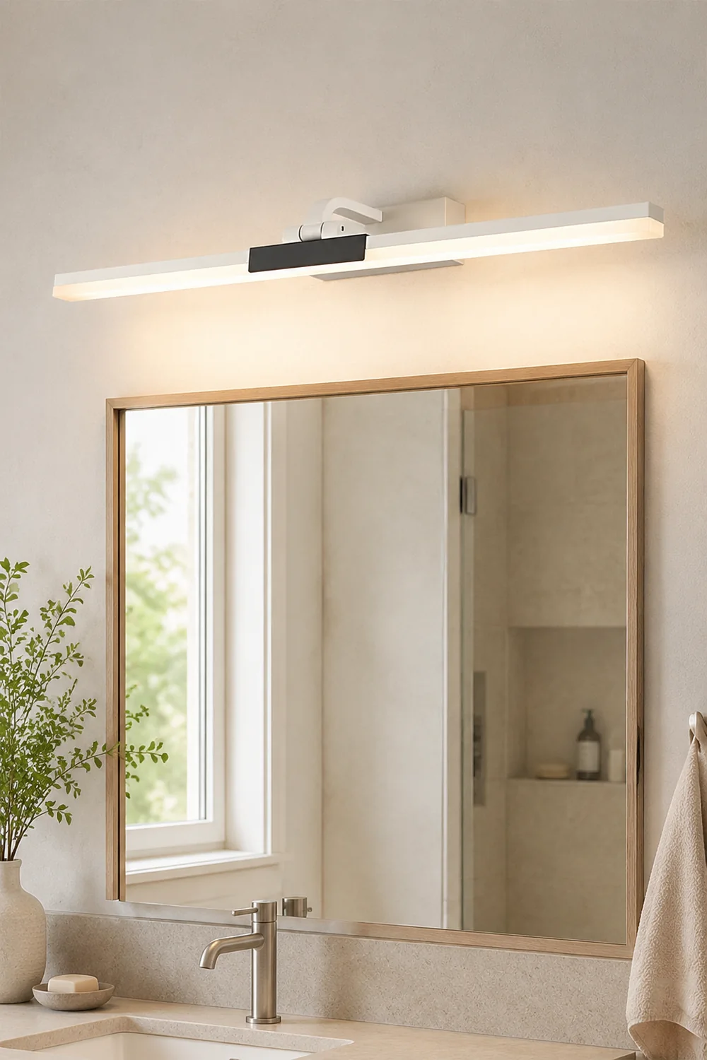 Edge Modern Linear Mirror Front Metal Vanity Wall Lamp, Black/White - Lumpaz