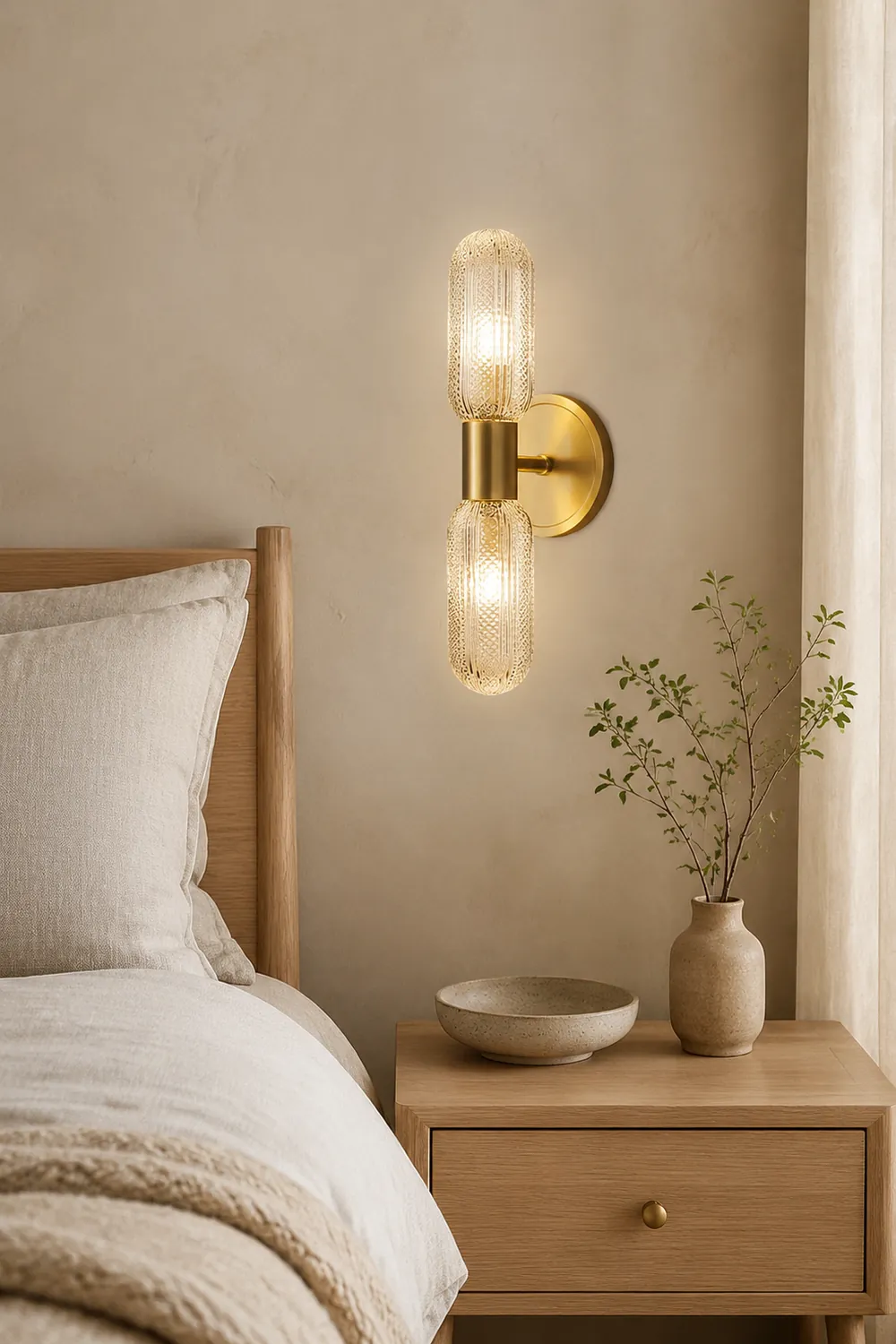 Hailie Luxury Globe Glass Vanity Wall Lamp, 2 Light, Bedroom - Lumpaz