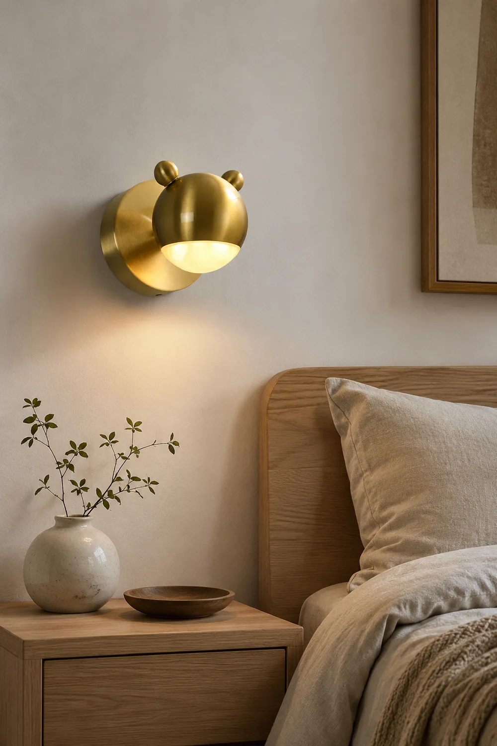 Leigh Modern Animal Globe Metal Vanity Wall Light, Gold, Bedroom - Lumpaz