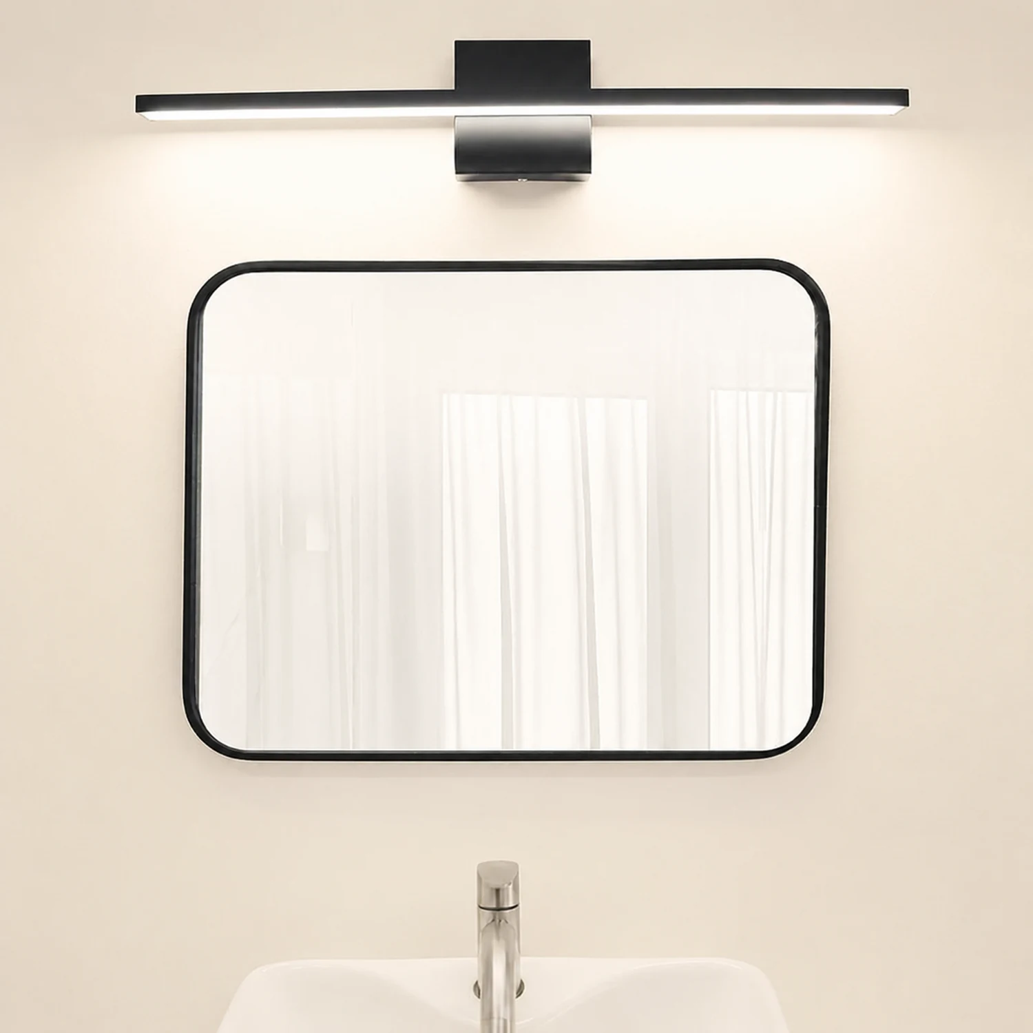 Edge Modern Linear/Square Mirror Front Vanity Metal LED Wall Lamp - Lumpaz