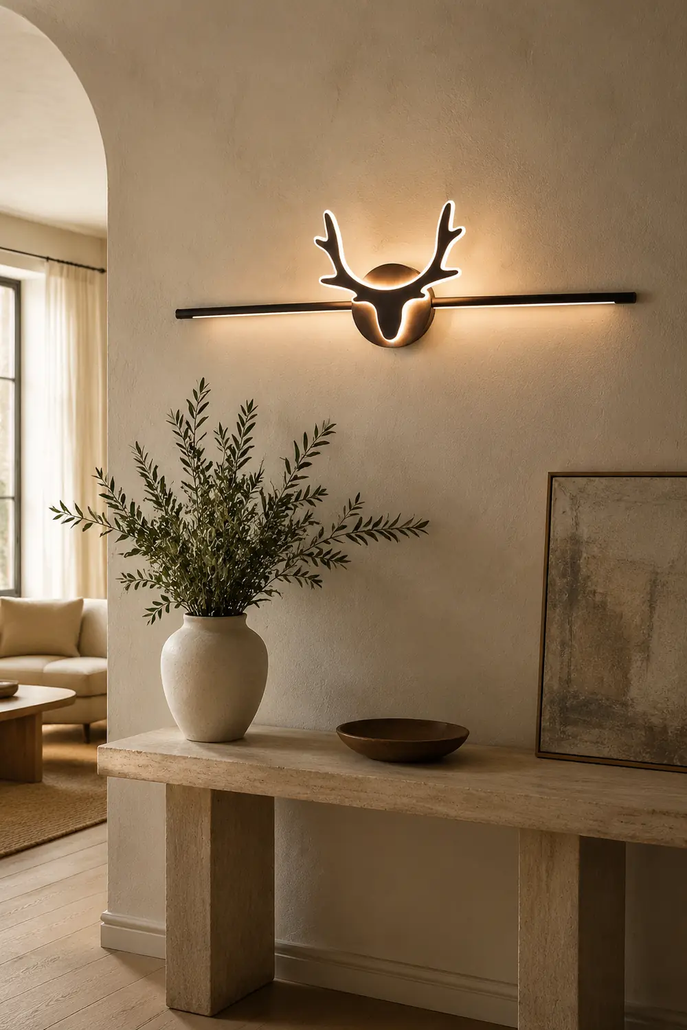 Edge Vintage Antlers Mirror Front Vanity Metal LED Wall Lamp - Lumpaz