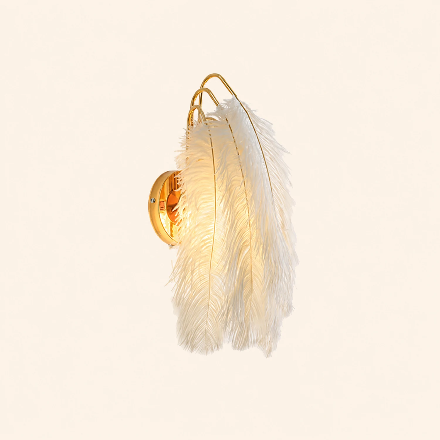 O'Moore Wall Lamp Modern Art Deco Metal/Feather, Gold, Bedroom - Lumpaz