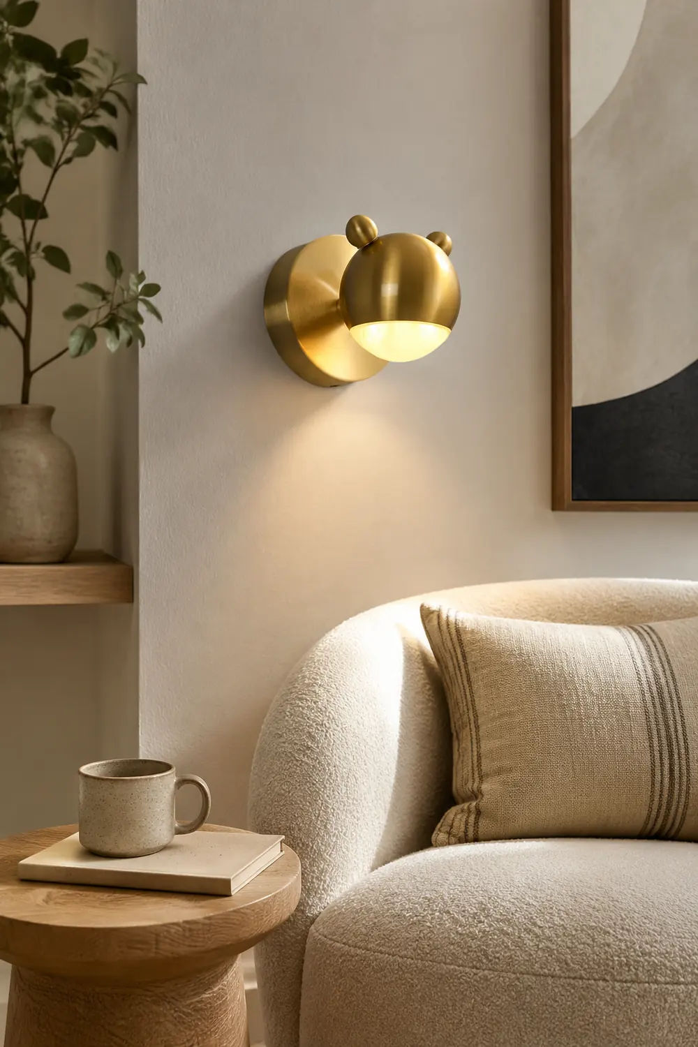 Leigh Modern Animal Globe Metal Vanity Wall Light, Gold, Bedroom - Lumpaz