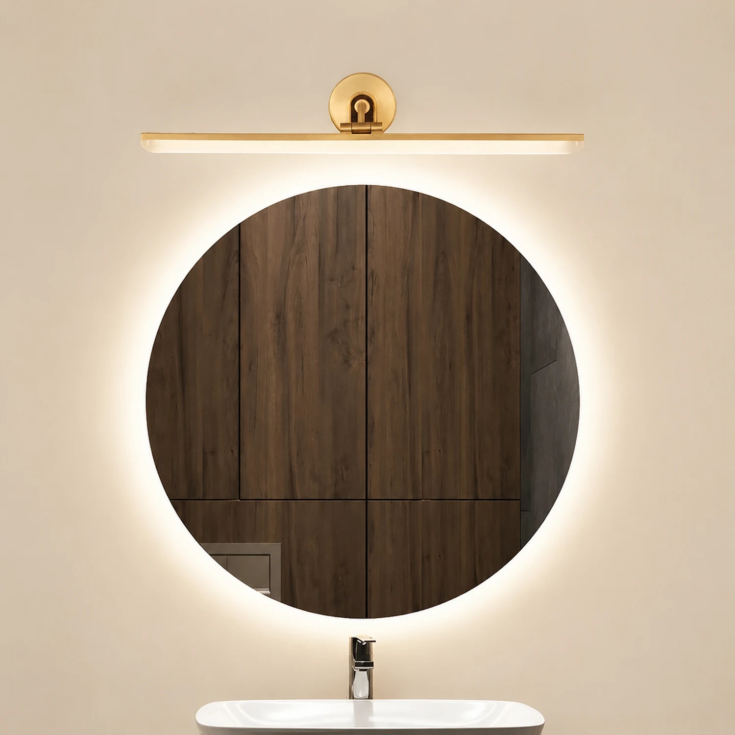 Leigh Industrial Linear Vanity Wall Lamp, Black/Brass, Bathroom - Lumpaz
