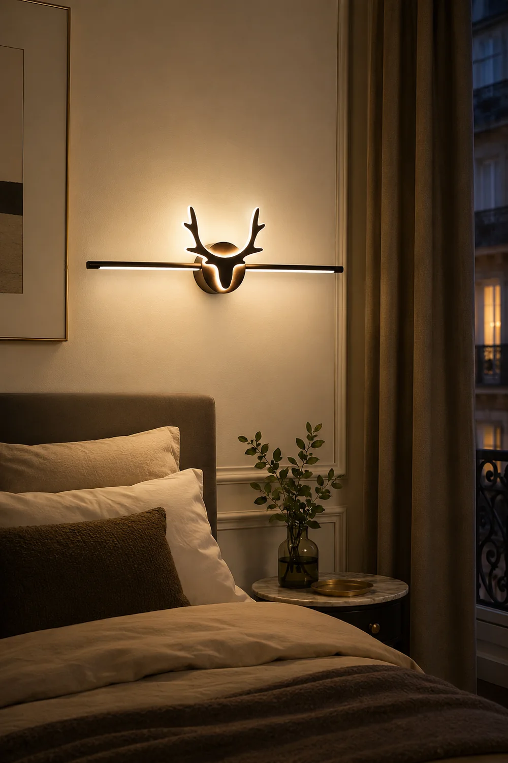 Edge Vintage Antlers Mirror Front Vanity Metal LED Wall Lamp - Lumpaz