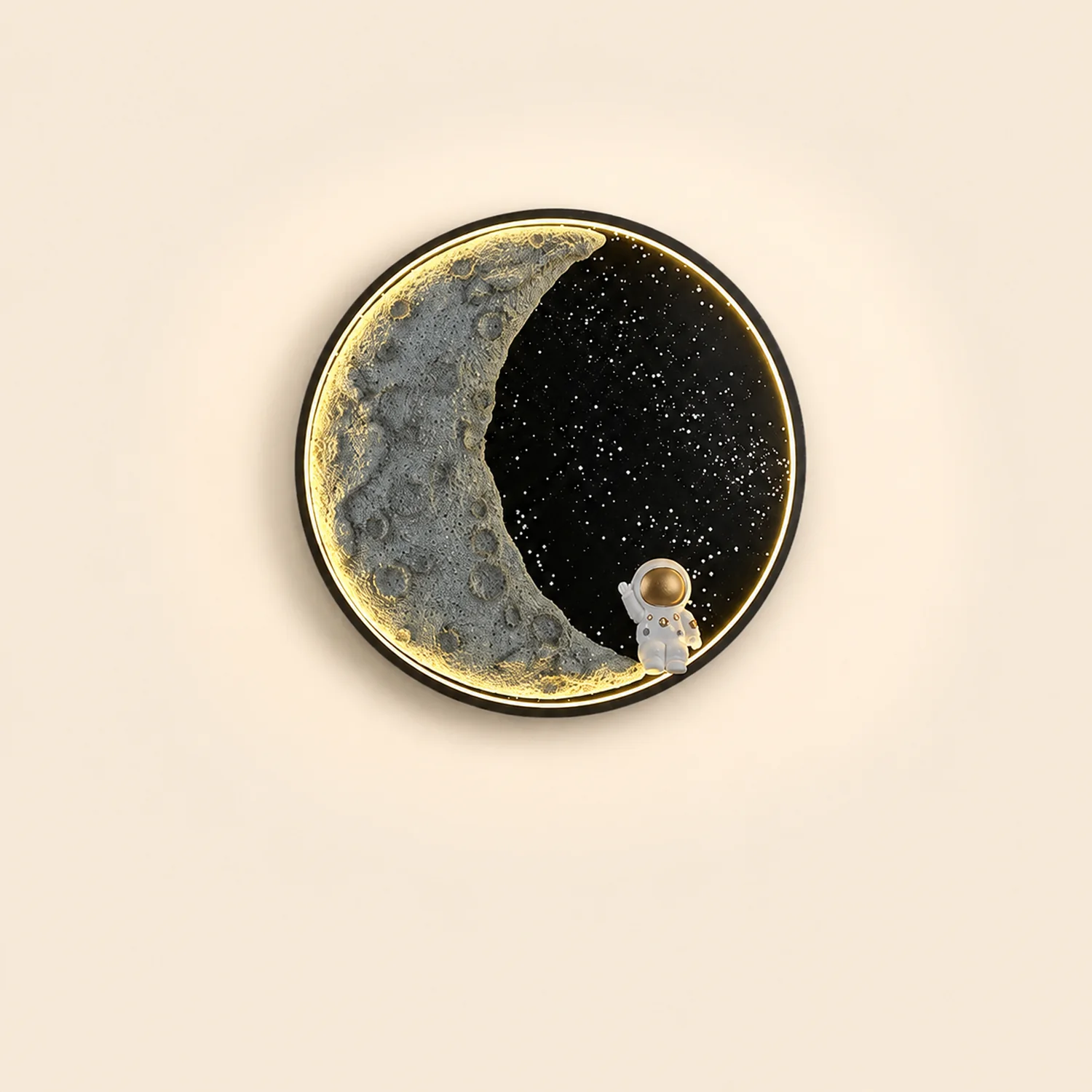 Elif Modern Astronaut Moon Metal Black Wall Lamp - Lumpaz