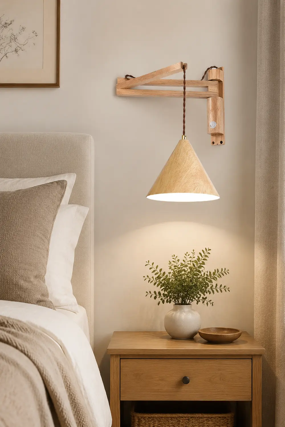 Ozawa Modern Adjustable Wall Lamp Wood/Metal 2 Color Bedroom - Lumpaz