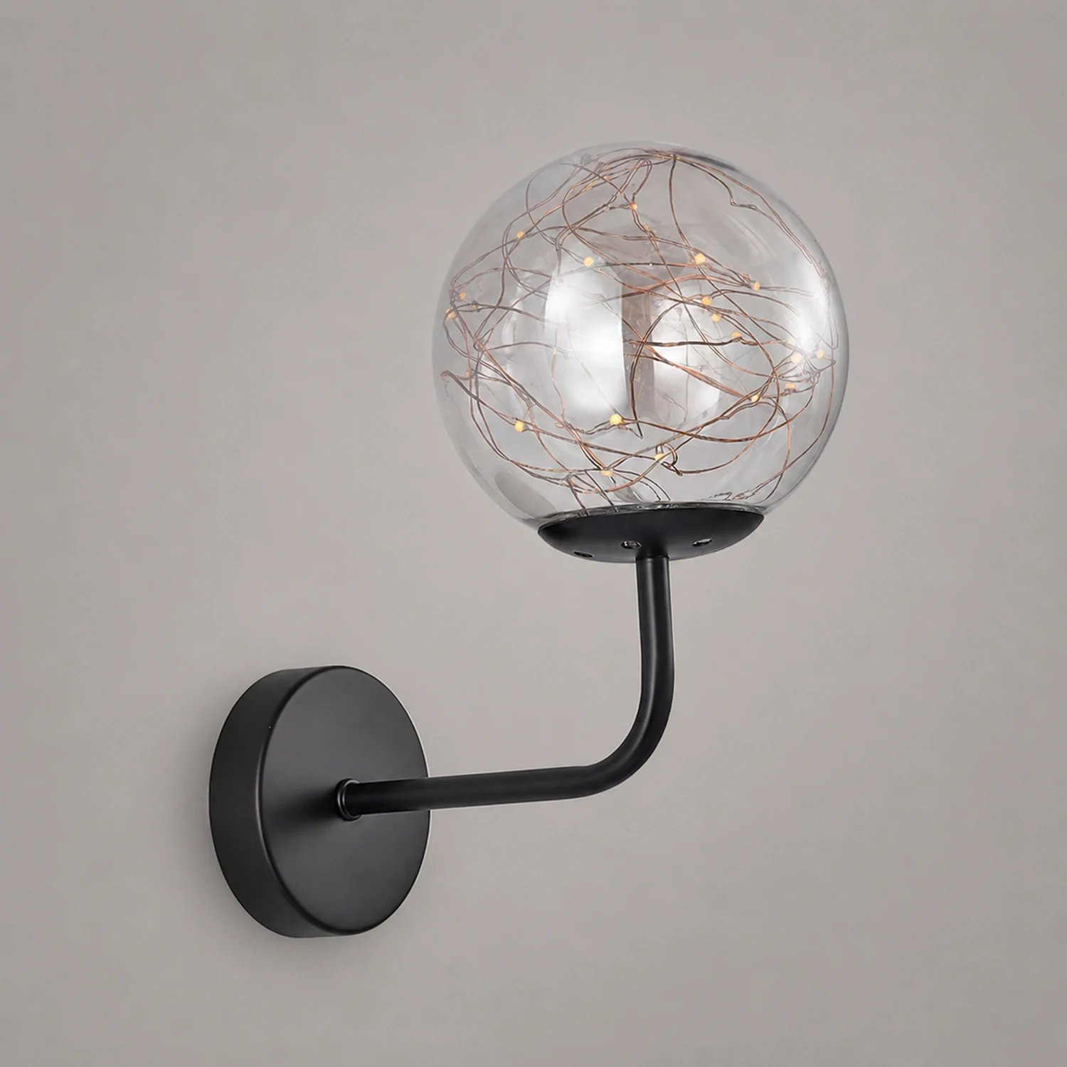 Valentina Wall Lamp Starry Globe Art Deco, Black/Gold, Bedroom - Lumpaz