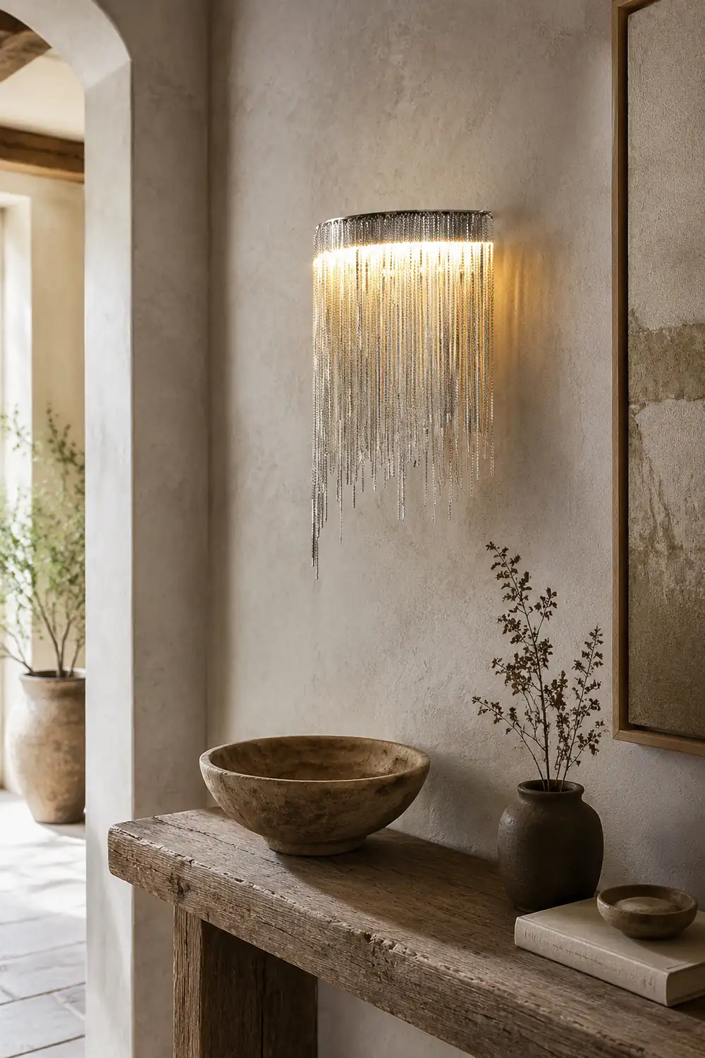 Colon Wall Lamp Decorative/Modern, Tassel Chain, Silver, Living Room - Lumpaz