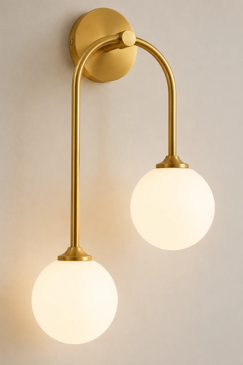 Valentina Modern Arc Globe Glass Wall Lamp, Brass, Living Room - Lumpaz