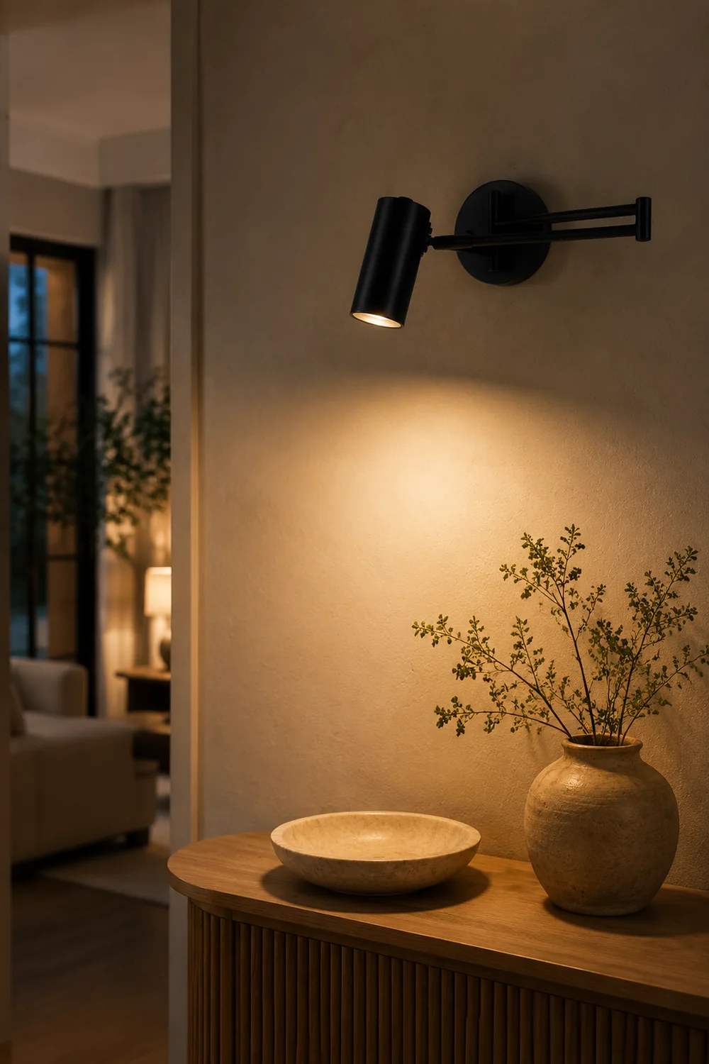 Freja Wall Lamp Cone Modern, Metal Adjustable, Black/Gold, Bedroom - Lumpaz